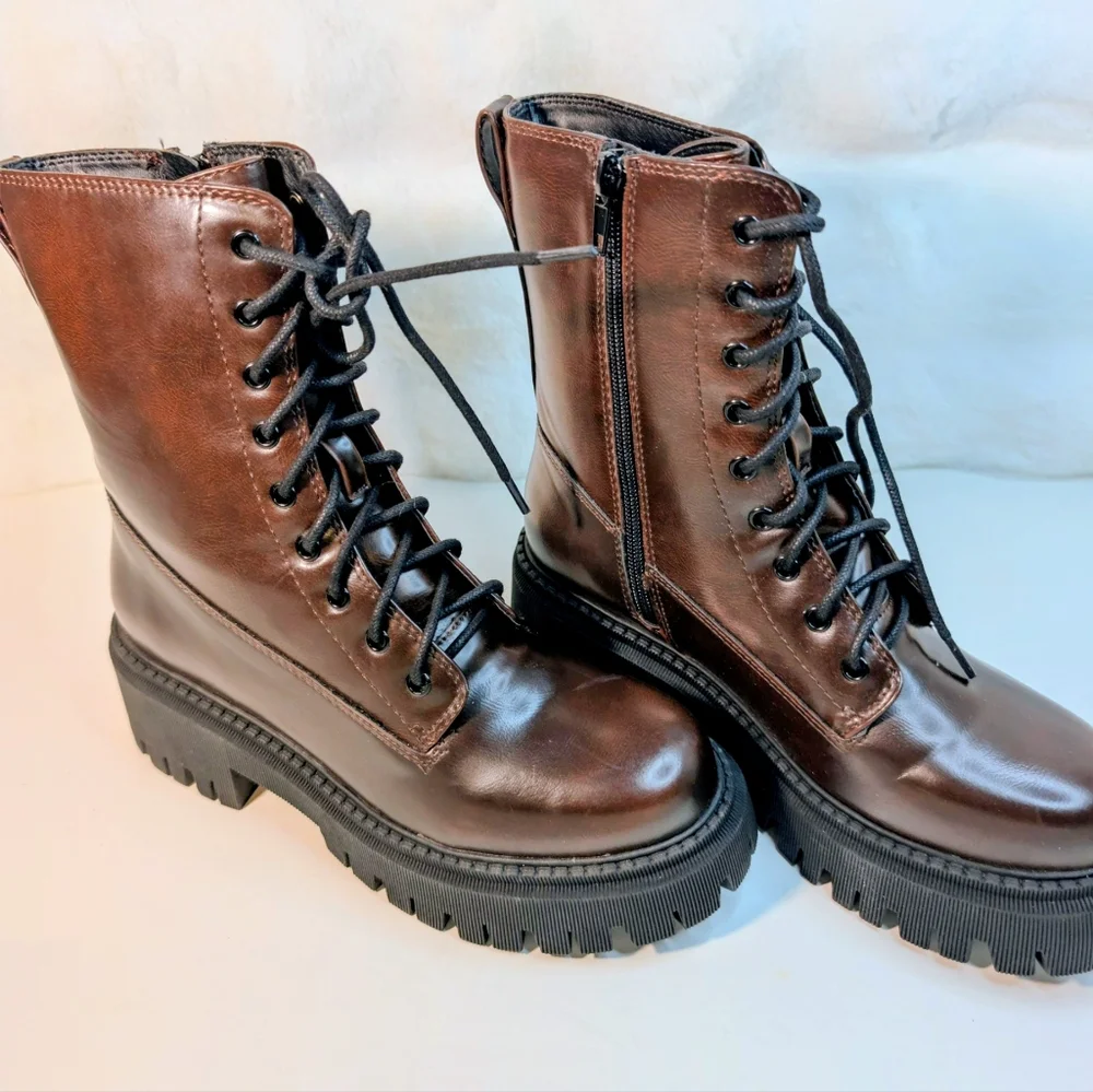 Madden Girl Kknight Combat Boots – Brown Rub – Size 6.5M (New in Box) - Picture 9 of 12